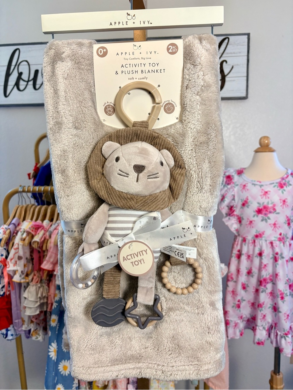 Gray Lion Activity Plush Blanket